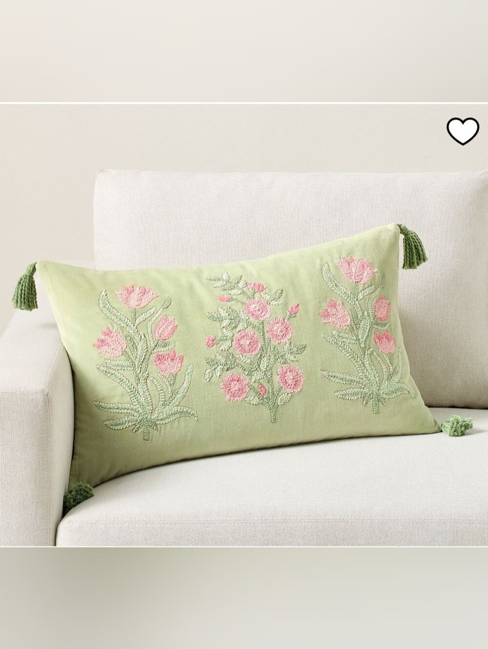 Pottery Barn Roller Rabbit Embroidered Floral Lumbar Pillow